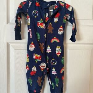 Hanna Andersson Navy Holiday Print Kids Footie